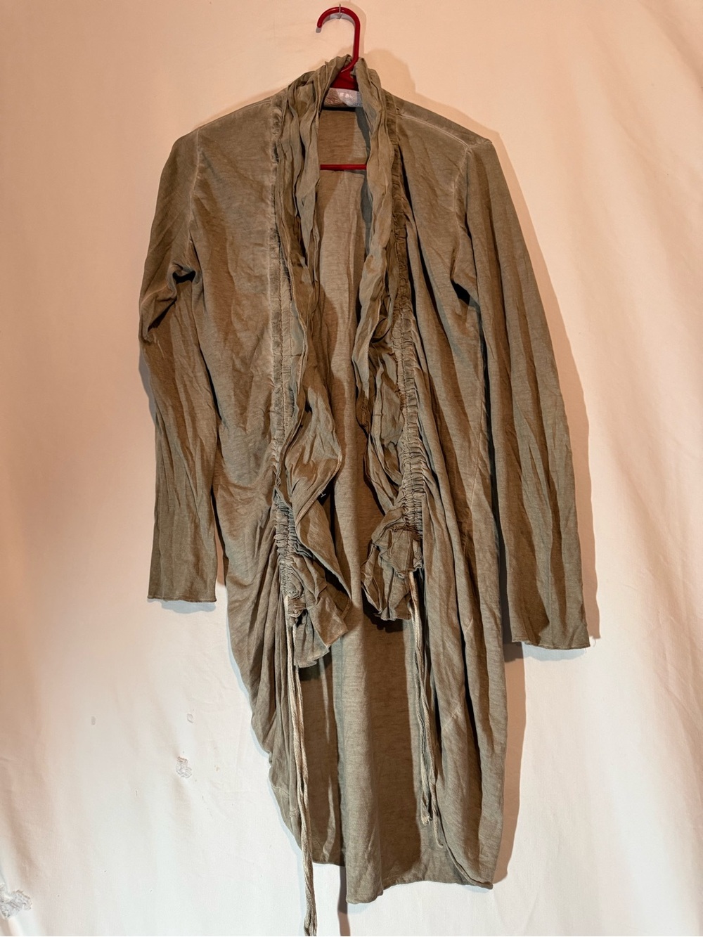 Romeo & Juliet Couture Ruffle Duster Cardigan Small Boho Y2K Draped Long Tie